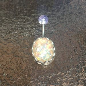 Opal like belly button ring